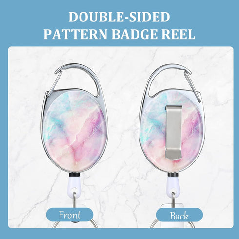 Badge Reels Retractable?Double Sided Color Print Pattern Retractable Badge Holders?with Retractable Keychain, Badge Clip and Key Ring?Durable Nylo...