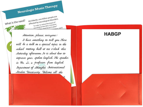 Plastic Folders with Pockets, 6 Color Heavy Duty Two Pocket Folder Business Card Holder for Office High School...