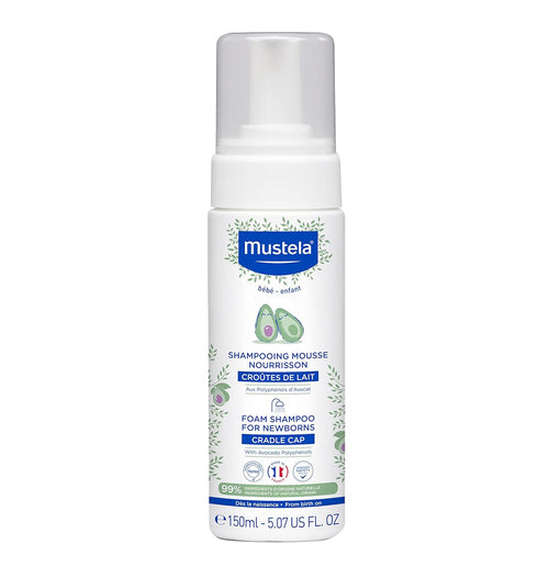 Mustela Cradle Cap Foam Shampoo for Newborn - Baby Shampoo with Naturally derived Avocado Polyphenols - Tear-Free & Fragrance-Free - 5.07 fl. oz...