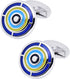 Round Silver Men's Cufflinks with Blue Circle In Gift Case Metal Cuff Links for Men Jewelry for Wedding Party Business Birthday Anniversary Dress...