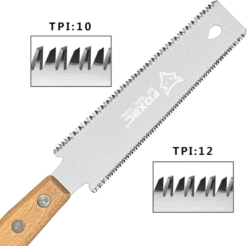 FOXBC Japanese Hand Saw Flush Cut Small Pull Saw Double-Edged Flexible for Woodworking Trim Saw...