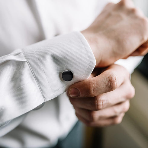 16 Pcs Cufflinks and Studs Set for Men Classic Tuxedo Shirt Cufflinks & Shirt Accessories Black&Silver Match for Business Wedding Formal Suit...