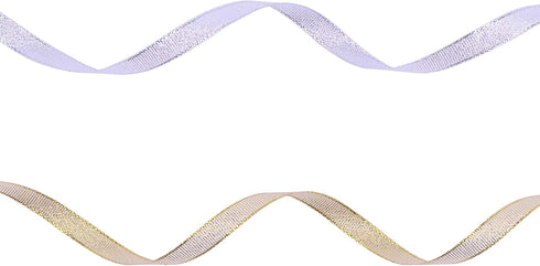 YAKA 3/8 inch 50 Yards Ribbon Shimmer Sheer Organza Ribbon for Craft Bow Party Decoration Packing Ribbons 2 Rolls (Gold and Silver, 3/8 inch(10mm)...