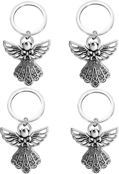 BNQL Guardian Angel Keychains 4 PCS Angel Charm Keychain Key Ring Guardian Angel Gifts...