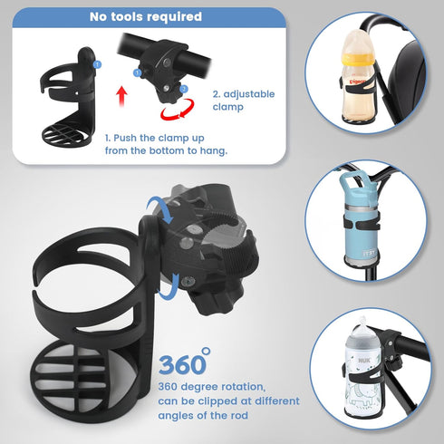 Universal Cup Holder, Stroller Cup Holder, Bike Cup Holder, Large Caliber Drinks Holder Fits Most Bottles, Cup Holder for Stroller, Bike, Wheelcha...