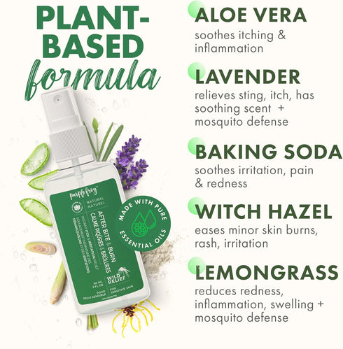 Wild Relief Anti Itch Spray and Mosquito Bite Itch Relief, Plant-Based Bug Bite Relief and Burn Spray, for Minor Burns, Cuts & Rashes, with AloeVe...