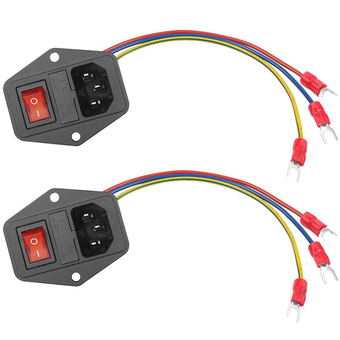 PNGKNYOCN 6A 250V Rocker Switch Power Socket Inlet Module Plug 10A Fuse with Indicator Light 18 AWG Cable 3 Pin IEC320 C14, for Household Applianc...