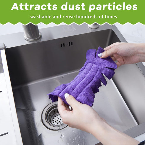 Zubebe 12 Pcs Duster Refill Fleece Refills Hand Dusters Cleaning Reusable Duster Pads Washable Dusters for Cleaning Ceiling Fan Hardwoods Window K...