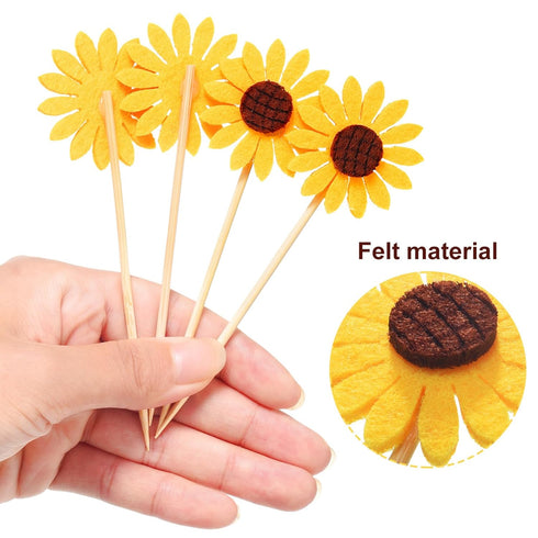 60 Pieces Sunflower Cupcake Toppers Yellow Flower Cake Picks Sunflower Toothpicks Summer Food Picks for Wedding Party Supplies Birthday Cake Decor...