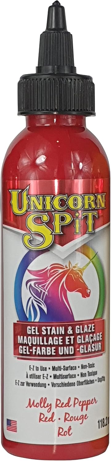 Unicorn SPiT 5770002 Gel Stain and Glaze, Molly Red Pepper 4.0 FL OZ Bottle...