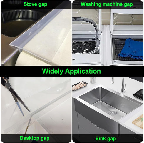 Silicone Stove Counter Gap Cover Kitchen Counter Gap Filler Transparent 25" Long Gap Filler Sealing Spills between Kitchen Appliances Washing Mach...
