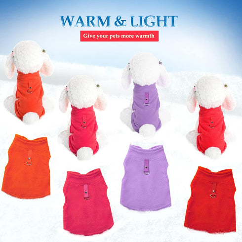 4 Pieces Fabric Dog Sweater with Leash Ring Winter Fleece Vest Dog Pullover Jacket Warm Pet Dog Clothes for Puppy Small Dogs Cat Chihuahua Boy (Re...