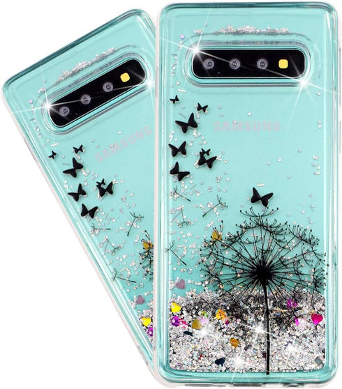 Case for Galaxy S10+ for Girl Glitter Liquid Sparkle Floating Shiny Quicksand Clear Soft TPU Silicone Shockproof Protective Bumper Thin Cover for ...