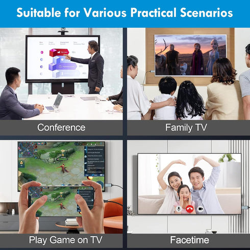 HDMI Cable for iPhone to TV, Lighting to HDMI Adapter Connector Compatible with iPhone14, 13, 12, 11 & YouTube TV Output with 1080P HD Display, Ju...