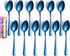 Blue Teaspoons Silverware, Set of 12 pcs Dinner Spoons, 6.8 inch Stainless Steel Flatware Cutlery, Home Kitchen Outdoor Utensils, Appartment Essen...