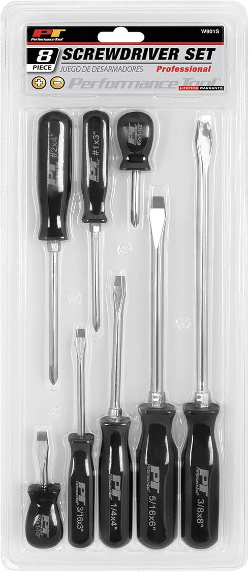Performance Tool W901S 8-Piece Pro Screwdriver Set...