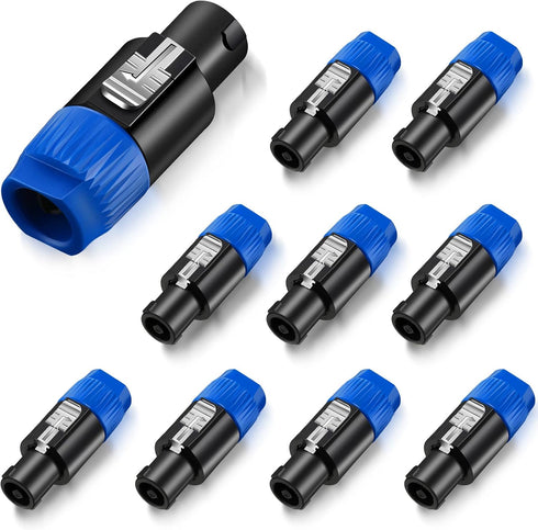 10 Pack NL4FC Speaker Adapter Connectors Cable Head, 4 Pole Audio Speaker Plug Twist Lock Compatible with Speakon, NL4FX, NLT4X, Adapter...