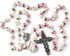 HanlinCC 8mm Round Ceramic Beads with Flower Painting Catholic Rosary Necklace with Maria Center piece and Flower Cross with Leather Gift Box...