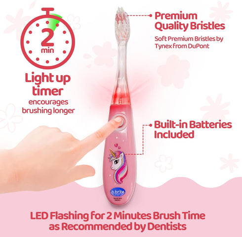 Lily's Home Kids Flashing Timer Toothbrush Kids with Soft Bristles, Rising Cup & Cover - Fun 2-Min Light-Up Brushing for Children - Toddler Toothb...