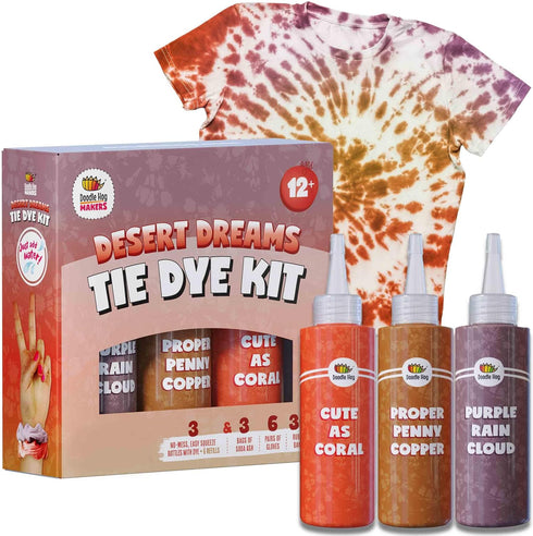 DOODLE HOG Coral, Orange, Purple Tie Dye Kit, DIY Tie Dye Kit for Kids, Clothing Dye Supplies, Tie Dye Kits for Adults, 9 Full Bottles...