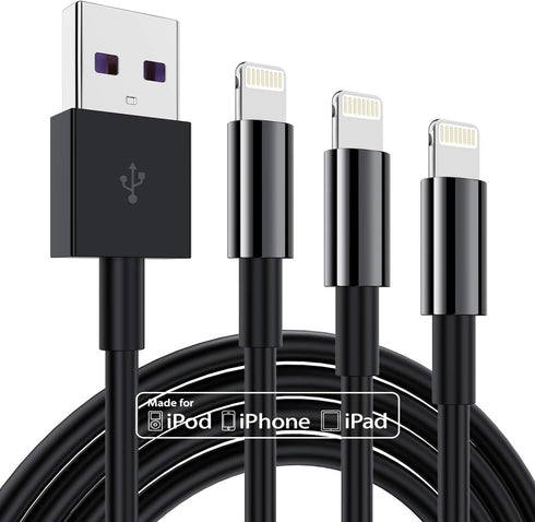 3 Pack Apple MFi Certified Charger Cable 6ft, Lightning to USB Cable Cord 6 Foot, 2.4A Fast Charging Apple Phone Long Chargers for iPhone 11/11Pro...