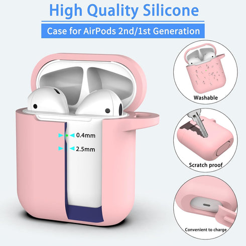 for AirPod Case Cover, Military Grade Anti-Fall Soft Silicone Shock-Absorbing Protective AirPod 2&1 Generation Case Skin Touch with Keychain and C...