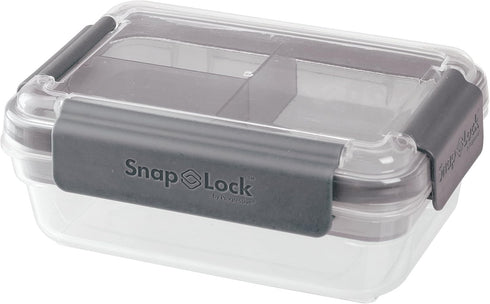 SnapLock by Progressive Bento-To-Go Container - Gray, SNL-1021GY Easy-To-Open, Leak-Proof Silicone Seal, Snap-Off Lid, Stackable, BPA FREE...