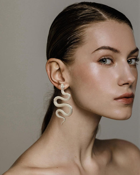 3 Pairs Snake Earrings Set Gold Sliver Black Punk Gothic Snake Earrings Long Dangle Serpent Earrings Curved Snake Shaped Ear Studs Snake Accessori...