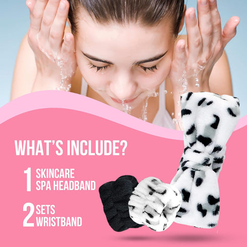 Skincare Spa Headband and 2 Wristband Sets for Face Wash, Soft Wrist Towels to Prevent Water Spills, Beauty & Personal Care Sweat Bands & Head Ban...