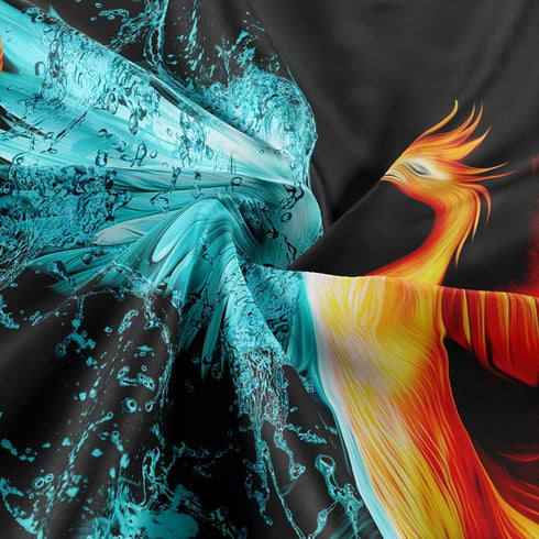 Fantasy Phoenix Tapestry, Water Ice and Fire Rising Phoenix Animal Anime Wall Hanging for Bedroom, Aesthetic Tapestry for Men Beach Blanket Colleg...