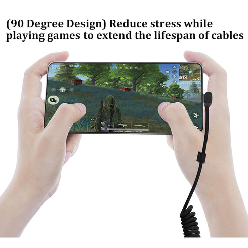 USB 3.1 Type C to Type C Cable, 90 Degree USB C to USB C Cable Spring Spiral Cable Fast Charging Data Extension Cable for Laptop & Tablet & Mobile...