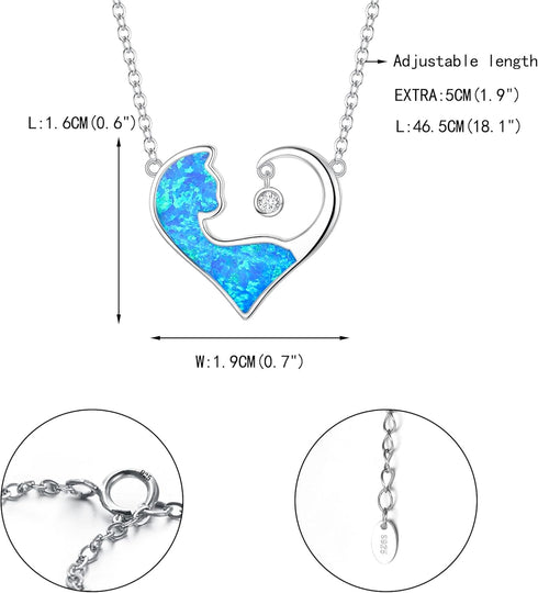 EVER FAITH 925 Sterling Silver Choker Necklace Dainty Tiny Opal Round/Heart Pendant Necklace Jewelry Gift for Women...
