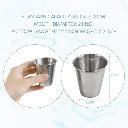 Framendino, 6 Pack Metal Shot Glasses Coffee Stainless Steel Vessel Drinking Tumbler Water Whisky Vodka 2 Ounce/70 ml...