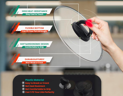 Universal Pot Lid Knob Compatible with Crockpot Lids, Pan Lid Replacement Handle, Heat Resistant Pot Knob for Glass, Steel Lids, Easy Grip Lid Han...