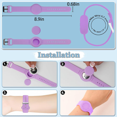 Waterproof Airtag Bracelet for Kids, Silicone Wristband Compatible with Apple Air Tag Hidden Holder Case, GPS Tracker Anti-Lost Adjustable Airtag ...