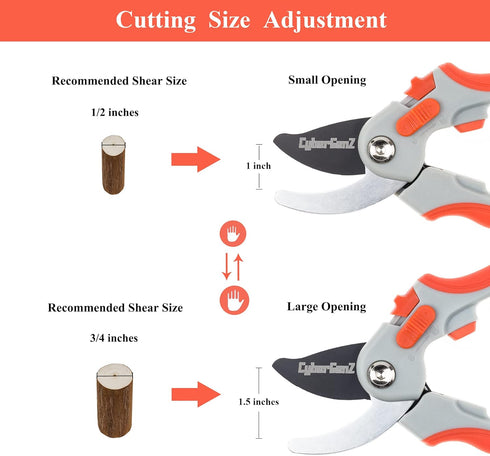 Bypass Pruning Shears - 8" Garden Shears Pruning, Heavy Duty Garden Clippers Handheld with Orange Adjustable Grip, Gardening Pruners Tool for Trim...