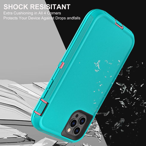 for iphone 11 Pro Case, Military Grade 3 in 1 Heavy Duty Shockproof/Drop Proof/Dust Proof Case with 2Pcs Tempered Glass Screen Protector (Aqua Blu...