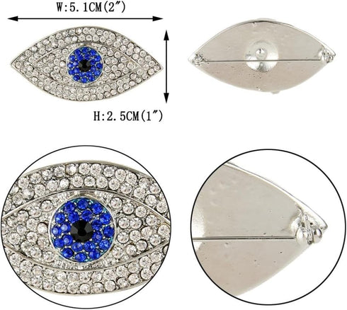 EVER FAITH Lucky Evil Eye Blue Austrian Crystal Brooch Pin...