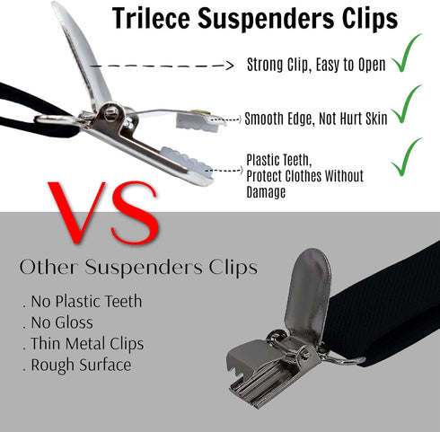 trilece Suspenders for Men with Bow Tie - Adjustable Elastic 1 inch Wide Y Shape - Womens Suspender and Bowtie - Strong Clips...