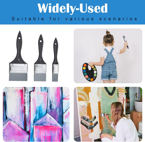 Falling in Art Silicone Paint Brush Set, Lined Edged Flexible Color Shapers, Flat Shaped Painting Tool for Water Based Acrylic Paints, Gouache, Oi...