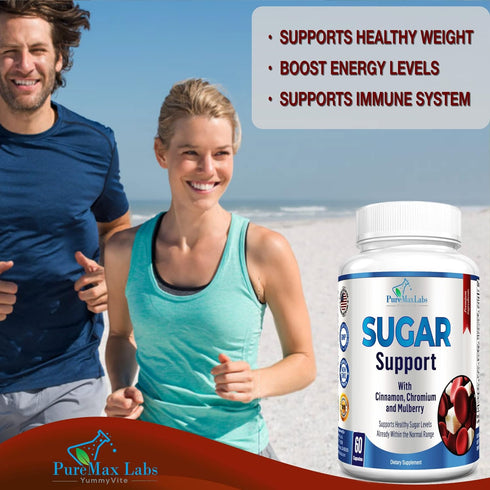 Sugar Support Supplement with Cinnamon, Chromium, Mulberry, Alpha Lipoic Acid - 20 Herbs & Vitamins - Non-GMO, 60 Capsules...