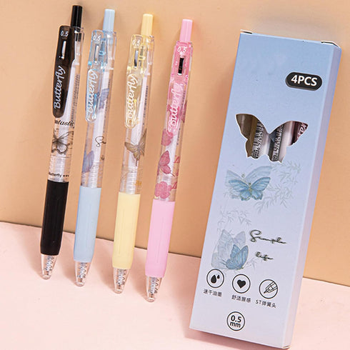 4 Pcs Cute Butterfly Retractable Pens Gel Pens Aesthetic Pens 0.5mm Black Writing Pen Office School Pens Women Girls Men Boy Pens (4Pcs Butterfly)...