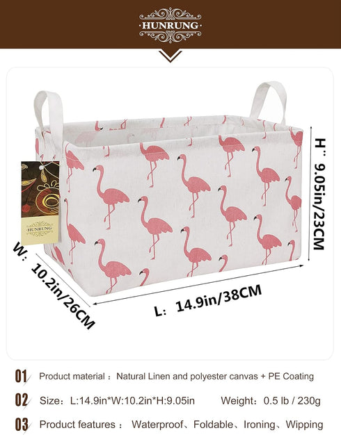 HUNRUNG Rectangle Storage Basket Cute Canvas Organizer Bin for Pet/Children Toys, Books, Clothes Perfect for Rooms/Playroom(Rectangle Flamingo)...