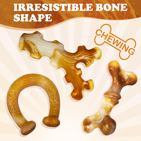 Apasiri Dog Toys, 3-Pack Indestructible Dog Chew Toys for Aggressive Chewers, Bacon Flavored Tough Dog Bones Chew Toys for Super Chewer, Tough Dog...