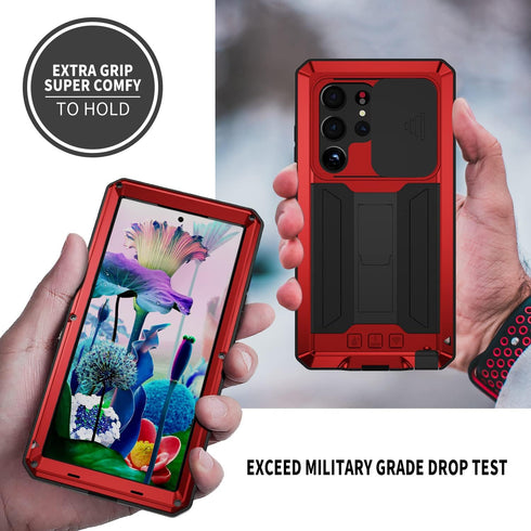 for Samsung Galaxy S23 Ultra 5G Case,Shockproof Hard Case Aluminum Metal Gorilla Glass Military Heavy Duty Sturdy Protector Cover for Samsung Gala...