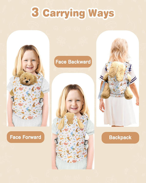 Lictin Baby Doll Carrier, Front and Back Doll Accessories Carrier for Little Girls, with Adjustable Straps for Stuffed Animal Reborn Baby Doll...