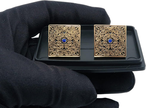 Square Enamel Cufflinks for Men Gold Plated Retro Patterns Men's Cuff Link Set for Wedding Shirt Party Business Birthday Anniversary Dress...