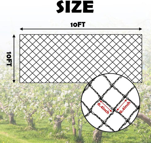 Bird Netting for Garden 10x10Ft,3/8" Mesh Garden Netting,Heavy Duty Deer Netting,Protect Vegetable Plants and Fruit Trees,Garden Mesh Fence for Bl...