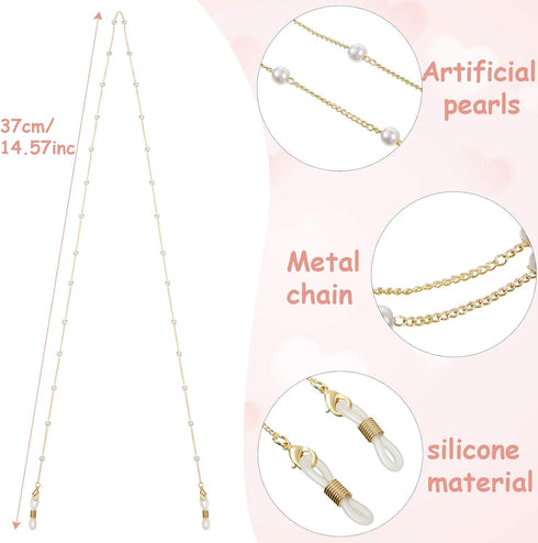 Weewooday 12 Pieces Eyeglasses Chains Beaded Sunglasses Strap Holder Elegant Necklace Holder Chain for Women...