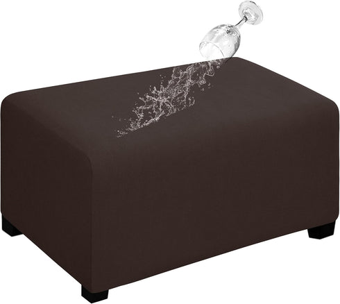 Easy-Going 100% Dual Waterproof Stretch Ottoman Cover Rectangle Folding Storage Stool Furniture Protector Soft Slipcover for Living Room with Elas...